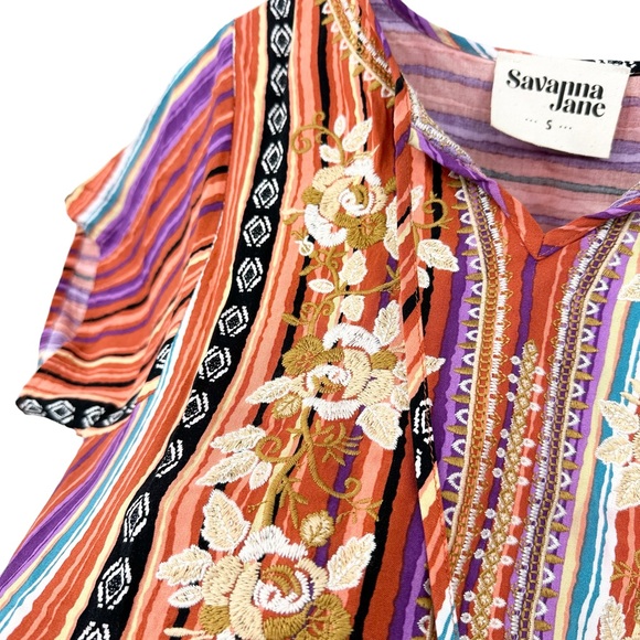 SAVANNA JANE Blouse Mazie Embroidered Lightweight Boho - Picture 4 of 10